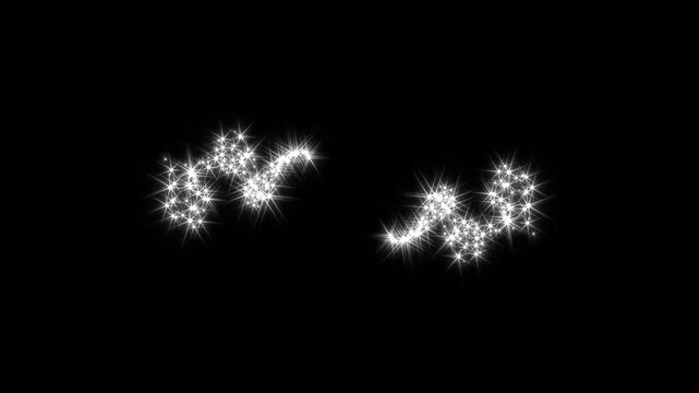 White glitter sparkle animation, magic fairy dust trail, glowing star line, twinkling particles, luxury shimmer effect, black background. 4k overlay, cinematic sparkle motion, seamless loop