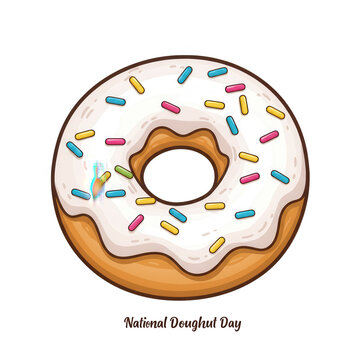 Delicious glazed donut with sprinkles isolated on transparent background
