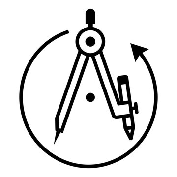 Drawing compass flat icon for geometry and design. Vector illustration.