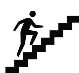 Person climbing stairs illustration vector silhouette going up