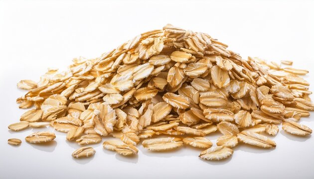 rolled oat flakes isolated on white background macro shoot file contains clopping paths