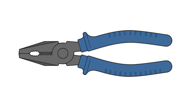 A blue handled combination plier tool isolated on a white background