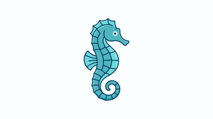 Fototapeta premium Cute Blue Seahorse Illustration Isolated on White Background