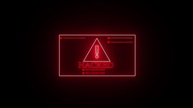 System hack security breach computer hacking warning message hacked alert blackmailing virus countdown until deletion ,concept of computer security, warning, hacking computer tech screen. 4K video