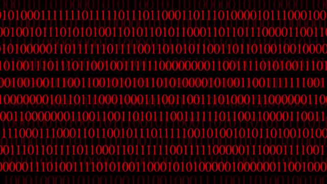 Abstract binary code animation video. binary code stream.Binary code on a dark background. Hacker attacks and cyber security concept.Full screen of binary code background. 4k animation