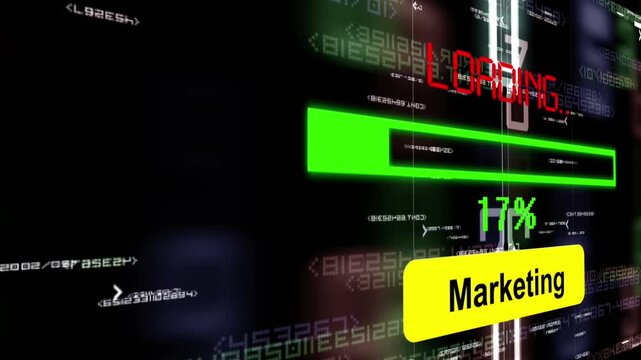 Digital Marketing Loading Progress Bar Interface with Futuristic Technology Background