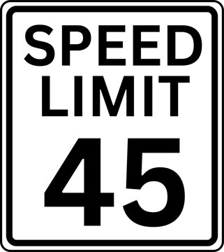 Maximum Speed Limit 45 mph Traffic Sign Vector