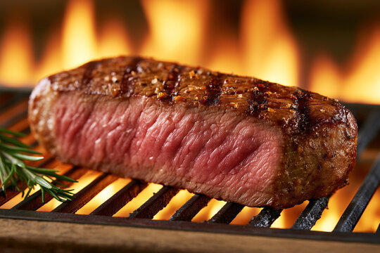 BBQ Denver steak on fire background