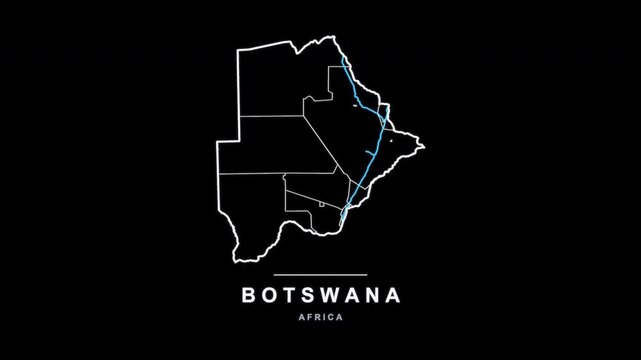 Botswana Country Line Map Self Drawing Animated Overlay, Alpha 4K