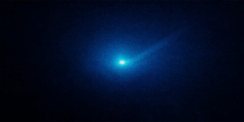 Distant celestial comet with bright glowing tail astronomy celestial universe astrophysics observation phenomenon exploration radiance infinite discovery astronomical atmosphere particle © tuha32