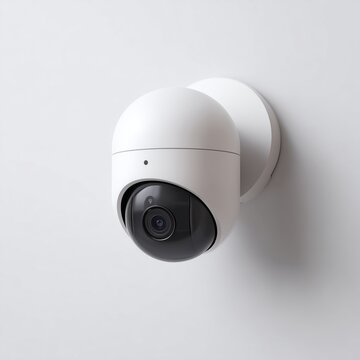 Modern white smart home security camera for wireless video surveillance