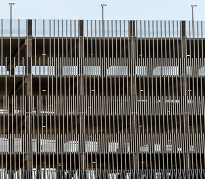 Canada, Alberta, Calgary.  Architectural detail of public parking lot.