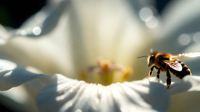Bee on White Flower