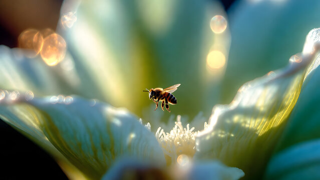 Honeybee on Cactus Flower