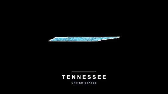 Tennessee State Line Map Self Drawing Animated Overlay, Alpha 4K