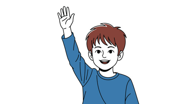 Young Boy Waving His Hand.