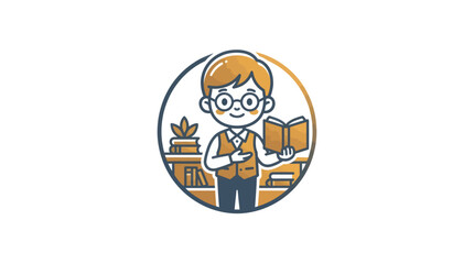 Young Boy Reading a Book.