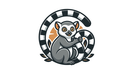 Lemur sitting on a checkered flag. © Ahmad