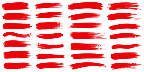 Red Brush Stroke Collection for Creative Designs © Singhe