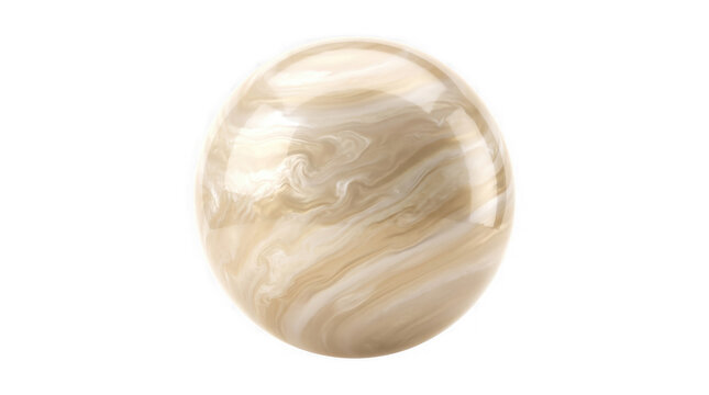 Polished beige marble sphere with swirling stone texture, glossy mineral orb on white background, luxury decorative stone ball for interior design