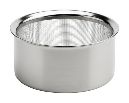 Polished stainless sieve png silver metal sieve png round kitchen sieve png isolated transparent background image