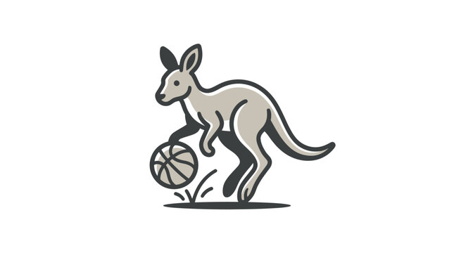 Kangaroo Playing with Basketball Outdoors.