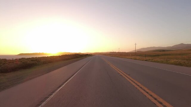 Big Sur Pacific Coast Highway Southbound 9 San Simeon to Morro Bay 10 Rear View MultiCam Driving Plate California USA