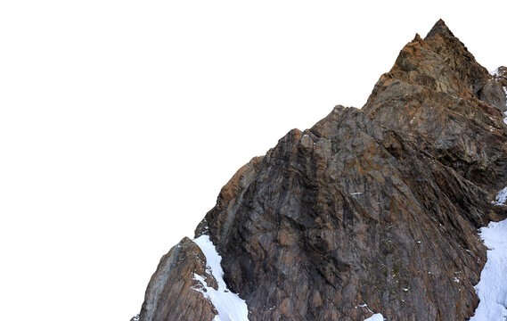 Rocky Mountain Ridge With Snow Patches Isolated Cutout for 3D Rendering and Design Backgrounds