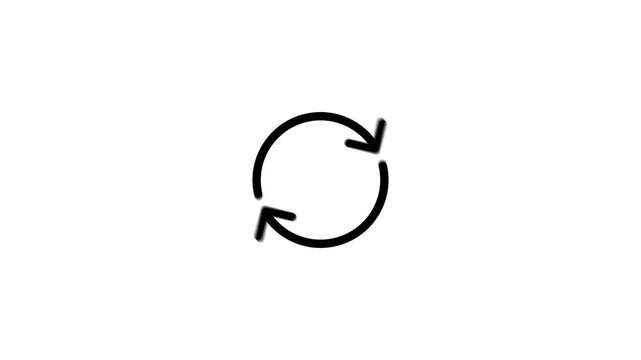 Circular arrow rotating on white background three frame video sequence loop symbol cycle