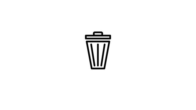 Trash Can Silhouette Progression Across Three Frames On White Background video wastebasket bin