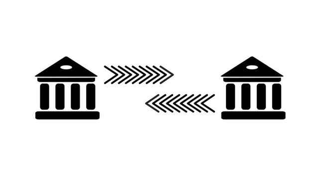 Column icon shifting horizontally across four frames in a looping animation video pillar