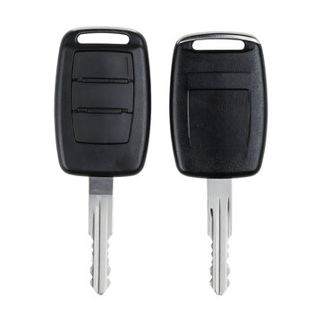 Car keys remote fobs showing front and back view for automotive security and vehicle access isolated on transparent background