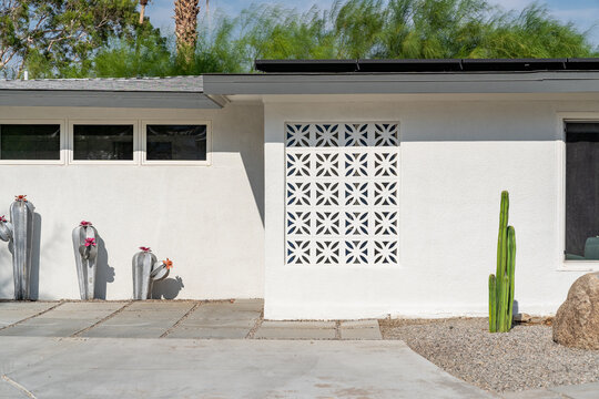 Mid-Century Modern Home Palm Springs Exterior with Breeze Block