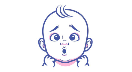 Surprised Baby Face Closeup Illustration.
