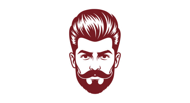Stylish bearded man's head with pompadour hair illustration