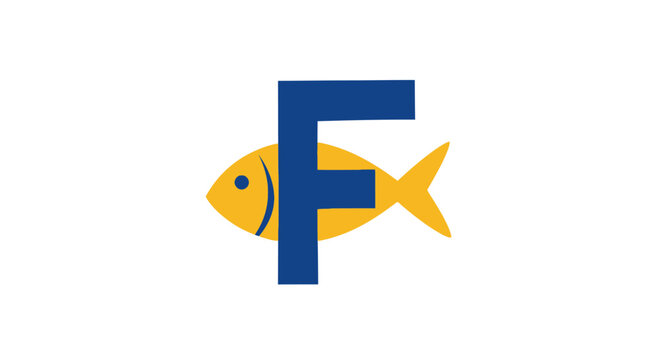 Yellow fish with blue letter.