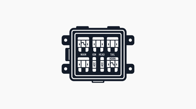 Electrical fuse box circuit diagram line art illustration.
