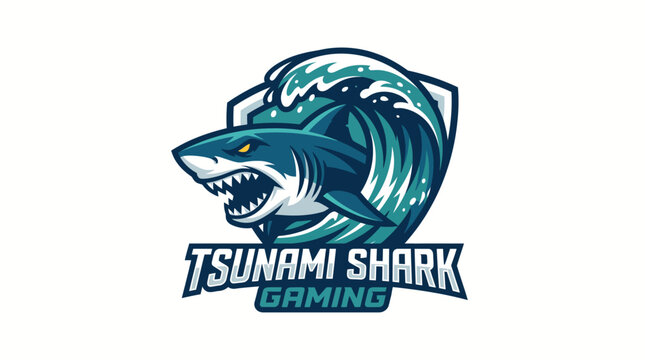 Tsunami Shark Gaming Logo Design.