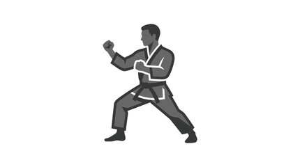 Man in karate stance with fists. © Rahma