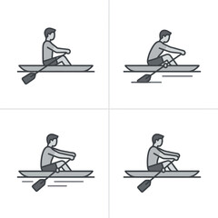 Man Rowing a Boat with Oars. © Rahma