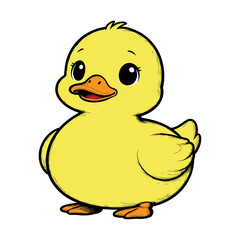 Fototapeta premium Cute yellow duck walking illustration
