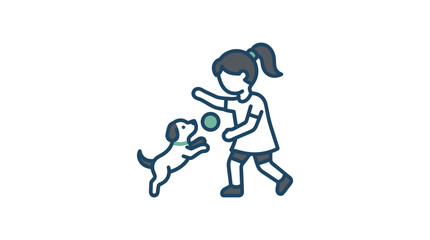 Fototapeta premium Girl playing with happy dog.