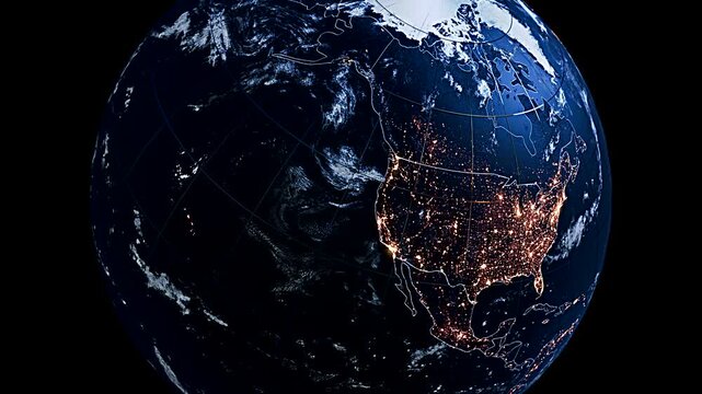 Rotating Earth Globe Focusing on Canada and North America Political Division Widescreen Animation