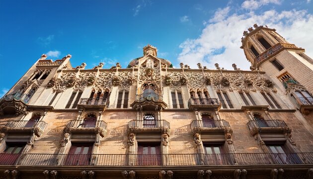 barcelona spain old town barri gotic district facade of a gothic building