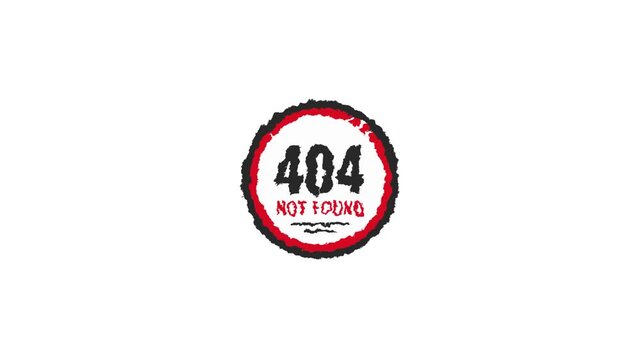 Grunge 404 Not Found Error Circle Sign with Glitch Animation