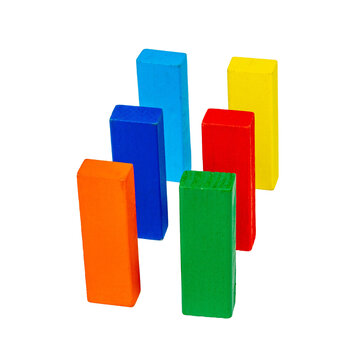 Colorful Wooden Blocks Symbolizing Teamwork Concept on Transparent Background