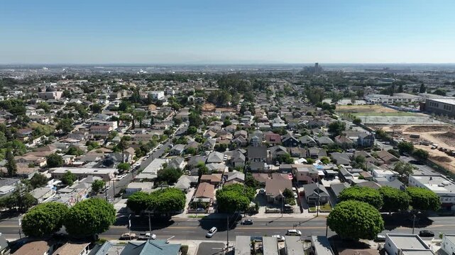 East Los Angeles towards Commerce Aerial Shot L California USA
