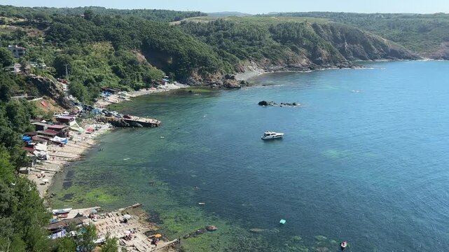 A view from Anadolu Feneri Beach in Beykoz, Istanbul, Turkey.