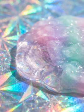 Iridescent slime gel surface