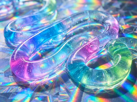 Translucent slime shapes with rainbow reflections